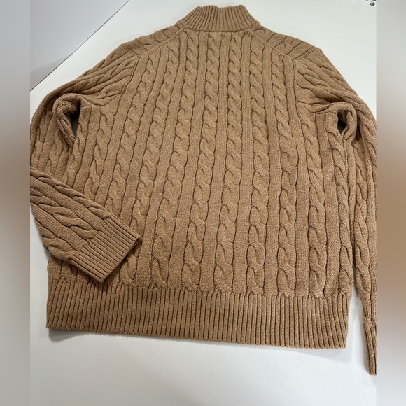 Polo Ralph Lauren Cable Knit Cotton Quarter Zip Sweater Tan Size XL - Picture 6 of 11